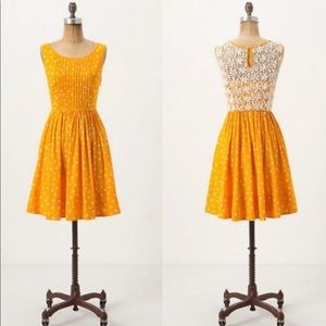 Anthropologie Moulinette Soeurs Gold dress lace
